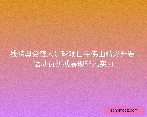 残特奥会聋人足球项目在佛山精彩开赛 运动员拼搏展现非凡实力