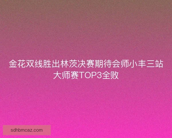 金花双线胜出林茨决赛期待会师小丰三站大师赛TOP3全败 金花双线胜出林茨决赛期待会师小丰三站大师赛TOP3全败