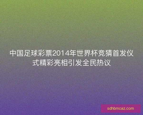 中国足球彩票2014年世界杯竞猜首发仪式精彩亮相引发全民热议