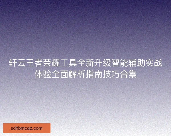 轩云王者荣耀工具全新升级智能辅助实战体验全面解析指南技巧合集 轩云王者荣耀工具全新升级智能辅助实战体验全面解析指南技巧合集