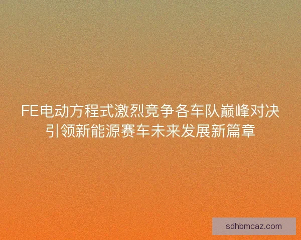 FE电动方程式激烈竞争各车队巅峰对决引领新能源赛车未来发展新篇章